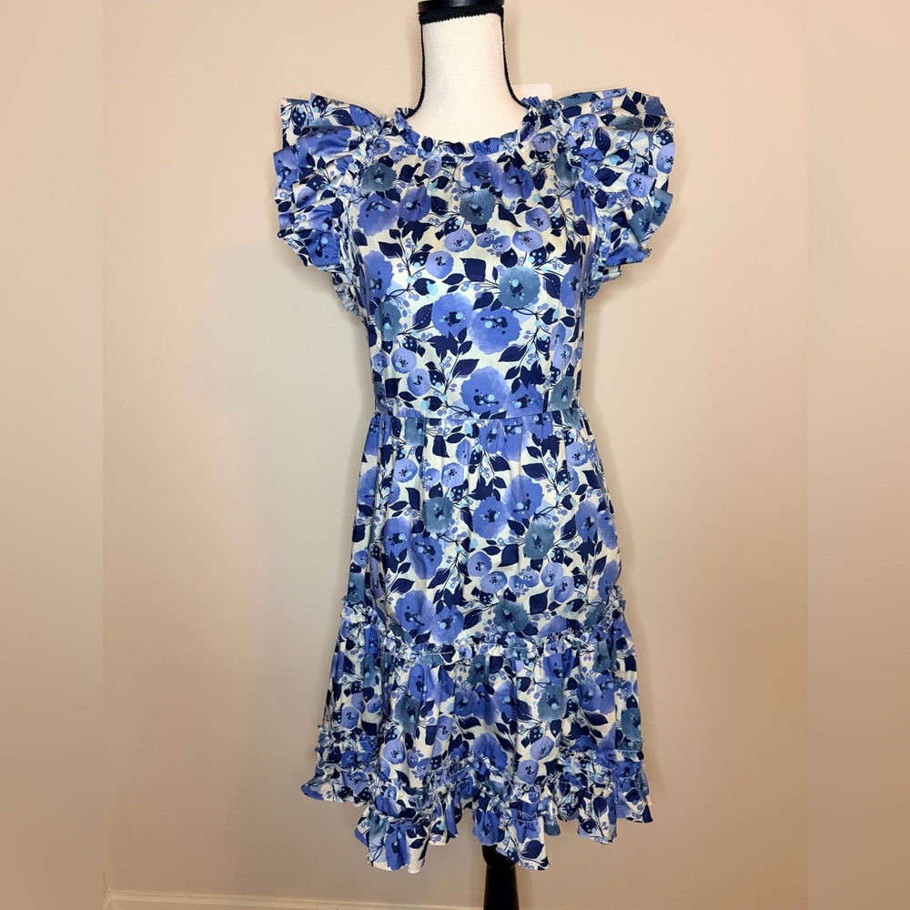 Tyler Boe Blue Floral Midi Dress